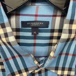Burberry Light Blue Plaid Men's Shirt